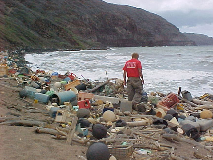 Marine debris on a Hawaiian coast