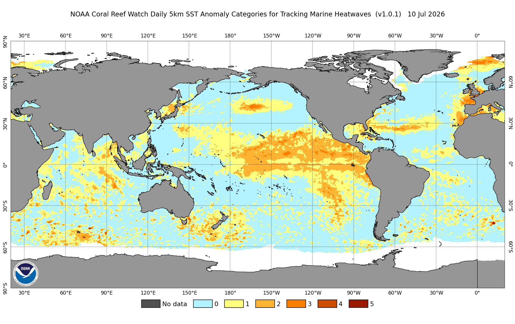 Global marine heatwave category map