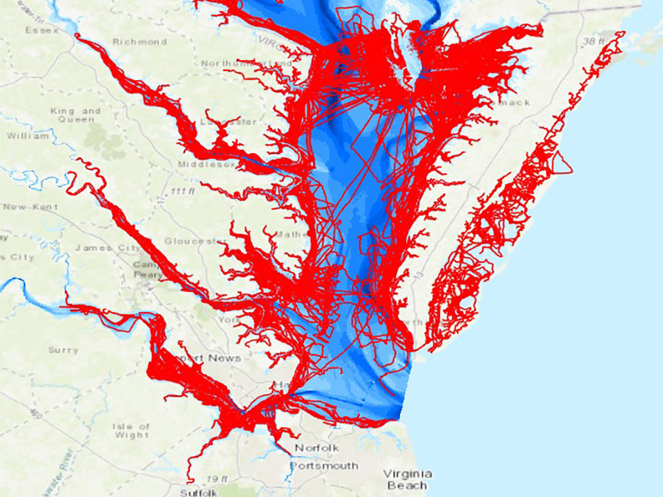 Crab-trap removal vessel and bathymetry map